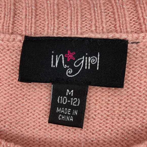 Pink in girl sweater extra long Med (10-12) - Picture 3 of 3